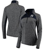 New York Yankees   Women's Static Quarter-Zip Pullover Jacket - Heathered Gray/Navy
