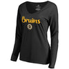 Boston Bruins   Women's Plus Sizes Number 1 Mom Long Sleeve T-Shirt - Black