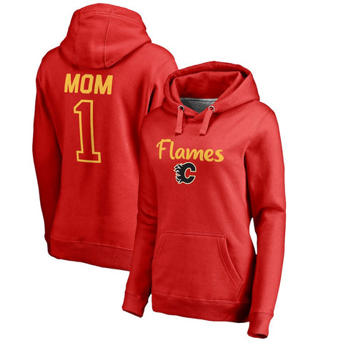Calgary Flames   Women's Number 1 Mom Pullover Hoodie - Red