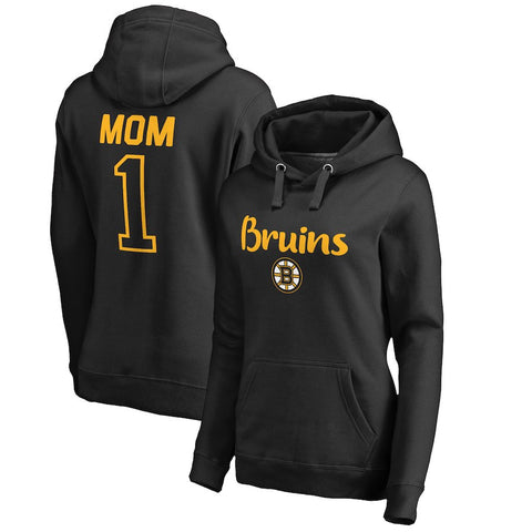 Boston Bruins   Women's Plus Sizes Number One Mom Pullover Hoodie - Black