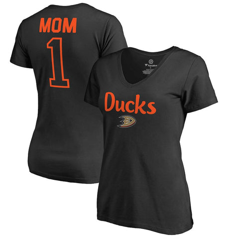 Anaheim Ducks   Women's Plus Sizes Number 1 Mom T-Shirt - Black