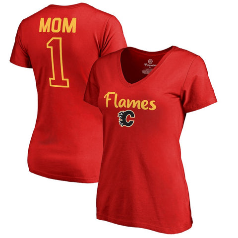 Calgary Flames   Women's Plus Sizes Number 1 Mom T-Shirt - Red