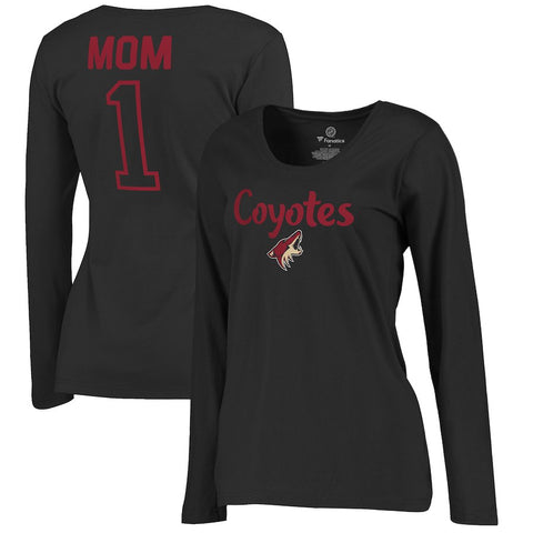 Arizona Coyotes   Women's Plus Sizes Number 1 Mom Long Sleeve T-Shirt - Black