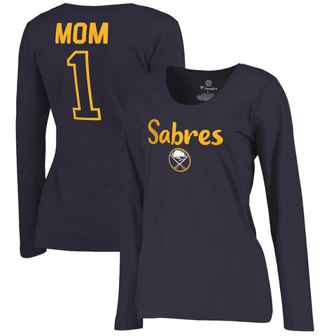 Buffalo Sabres   Women's Plus Sizes Number 1 Mom Long Sleeve T-Shirt - Navy
