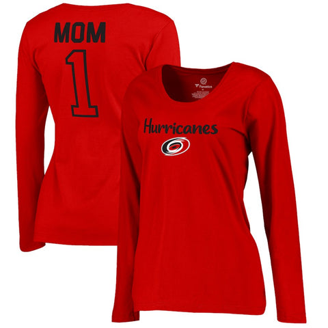Carolina Hurricanes   Women's Plus Sizes Number 1 Mom Long Sleeve T-Shirt - Red