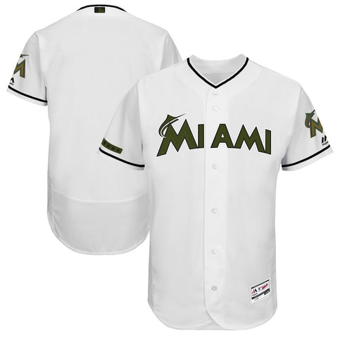 Miami Marlins Majestic 2017 Memorial Day Authentic Collection Flex Base Team Jersey - White