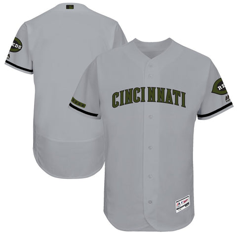 Cincinnati Reds Majestic 2018 Memorial Day Authentic Collection Flex Base Team Jersey - Gray