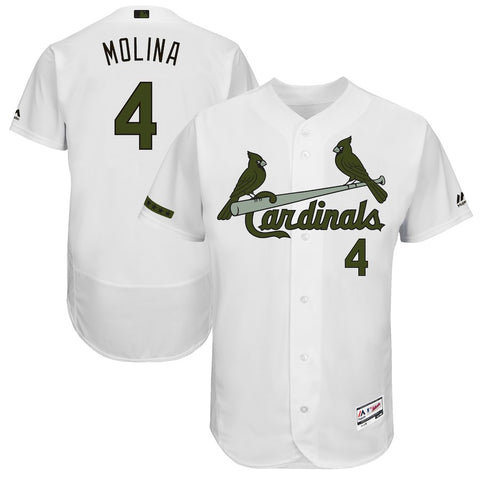 Yadier Molina St. Louis Cardinals Majestic 2017 Memorial Day Authentic Collection Flex Base Player Jersey - White