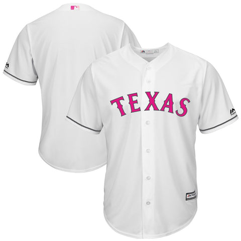 Texas Rangers Majestic Mother's Day Cool Base Replica Team Jersey - White