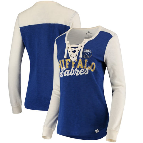 Buffalo Sabres   Women's True Classics Lace-Up Long Sleeve T-Shirt - Navy/White