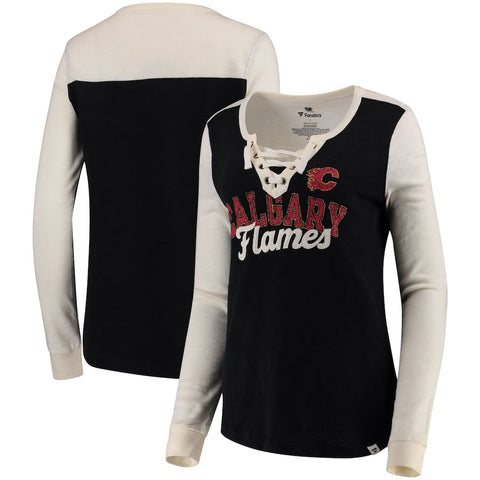 Calgary Flames   Women's True Classics Lace-Up Long Sleeve T-Shirt