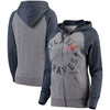 Atlanta Braves 5th & Ocean by New Era Women's Tri-Blend Raglan Fleece Full-Zip Hoodie - Heathered Gray/Navy