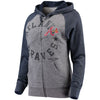Atlanta Braves 5th & Ocean by New Era Women's Tri-Blend Raglan Fleece Full-Zip Hoodie - Heathered Gray/Navy