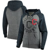Cleveland Indians 5th & Ocean by New Era Women's Tri-Blend Raglan Fleece Full-Zip Hoodie - Heathered Gray/Navy