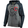 Cleveland Indians 5th & Ocean by New Era Women's Tri-Blend Raglan Fleece Full-Zip Hoodie - Heathered Gray/Navy
