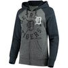 Detroit Tigers 5th & Ocean by New Era Women's Tri-Blend Raglan Fleece Full-Zip Hoodie - Heathered Gray/Navy