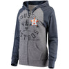 Houston Astros 5th & Ocean by New Era Women's Tri-Blend Raglan Fleece Full-Zip Hoodie - Heathered Gray/Navy