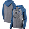 Kansas City Royals 5th & Ocean by New Era Women's Tri-Blend Raglan Fleece Full-Zip Hoodie - Heathered Gray/Royal