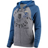 Kansas City Royals 5th & Ocean by New Era Women's Tri-Blend Raglan Fleece Full-Zip Hoodie - Heathered Gray/Royal