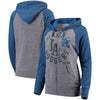 Los Angeles Dodgers 5th & Ocean by New Era Women's Tri-Blend Raglan Fleece Full-Zip Hoodie - Heathered Gray/Royal