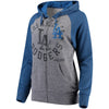 Los Angeles Dodgers 5th & Ocean by New Era Women's Tri-Blend Raglan Fleece Full-Zip Hoodie - Heathered Gray/Royal
