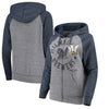 Milwaukee Brewers 5th & Ocean by New Era Women's Tri-Blend Raglan Fleece Full-Zip Hoodie - Heathered Gray/Navy