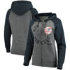 New York Yankees 5th & Ocean by New Era Women's Tri-Blend Raglan Fleece Full-Zip Hoodie - Heathered Gray/Navy