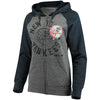 New York Yankees 5th & Ocean by New Era Women's Tri-Blend Raglan Fleece Full-Zip Hoodie - Heathered Gray/Navy