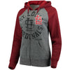 St. Louis Cardinals 5th & Ocean by New Era Women's Tri-Blend Raglan Fleece Full-Zip Hoodie - Heathered Gray/Red