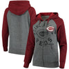 Cincinnati Reds 5th & Ocean by New Era Women's Tri-Blend Raglan Fleece Full-Zip Hoodie - Heathered Gray/Red
