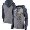 Houston Astros 5th & Ocean by New Era Women's Tri-Blend Raglan Fleece Full-Zip Hoodie - Heathered Gray/Navy