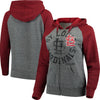 St. Louis Cardinals 5th & Ocean by New Era Women's Tri-Blend Raglan Fleece Full-Zip Hoodie - Heathered Gray/Red