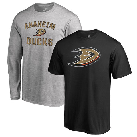 Anaheim Ducks   Big & Tall T-Shirt Combo Set - Black/Heathered Gray