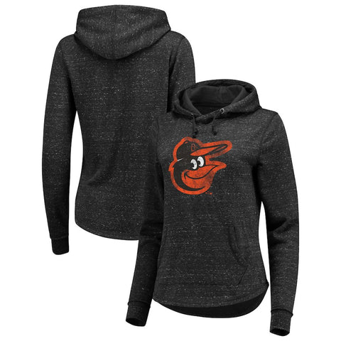 Baltimore Orioles   Women's Distressed Team Speckled Pullover Hoodie - Black