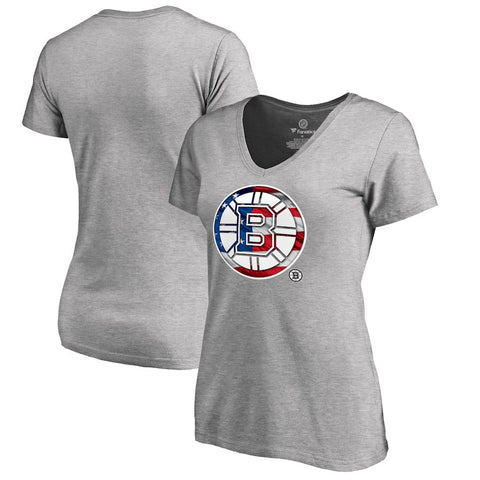 Boston Bruins   Women's Plus Sizes Banner Wave T-Shirt - Ash