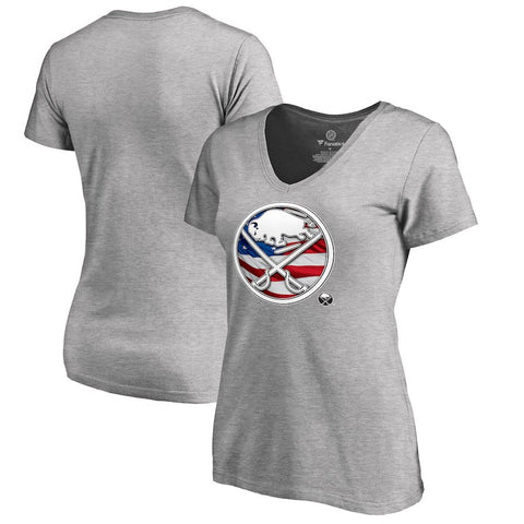 Buffalo Sabres   Women's Plus Sizes Banner Wave T-Shirt - Ash