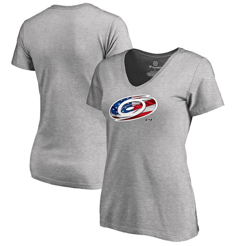 Carolina Hurricanes   Women's Plus Sizes Banner Wave T-Shirt - Ash