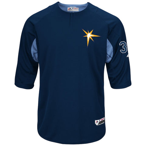 Kevin Kiermaier Tampa Bay Rays Majestic Authentic Collection On-Field 3/4-Sleeve Player Batting Practice Jersey - Navy/Light Blue