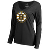 David Pastrnak Boston Bruins   Women's Backer V-Neck Long Sleeve T-Shirt - Black