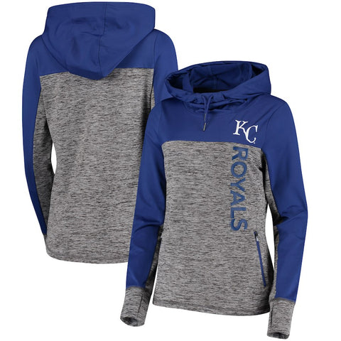 Kansas City Royals G-III 4Her by Carl Banks Women's Sideline Pullover Hoodie - Heathered Gray/Royal