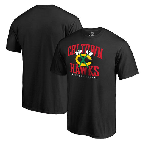 Chicago Blackhawks   Big & Tall Hometown Collection Chi Town Hawks T-Shirt - Black
