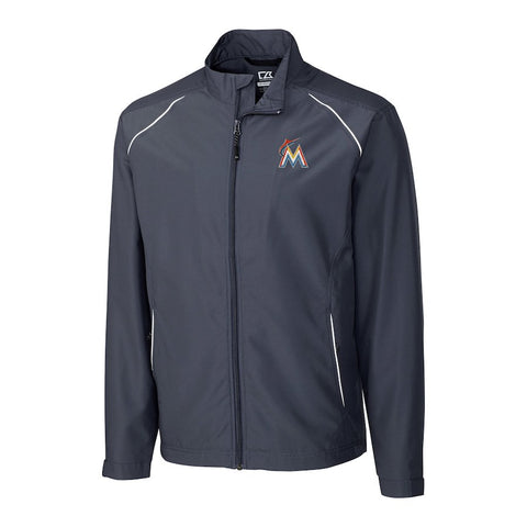 Miami Marlins Cutter & Buck Big & Tall WeatherTec Beacon Full Zip Jacket