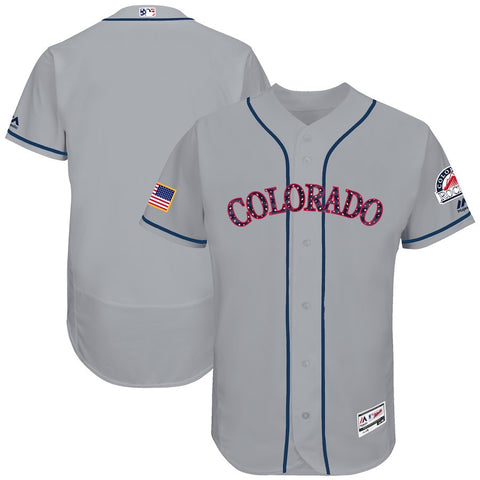 Colorado Rockies Majestic 2017 Stars & Stripes Authentic Collection Flex Base Team Jersey - Gray