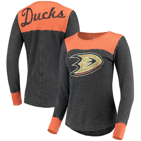 Anaheim Ducks Touch by Alyssa Milano Women's Blindside Thermal Long Sleeve Tri-Blend T-Shirt