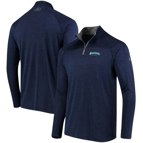 Seattle Mariners Under Armour Tech Tonal Twist Quarter-Zip Pullover Jacket - Navy