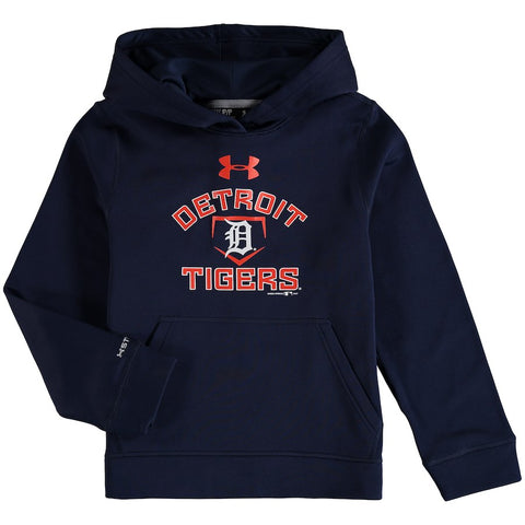 Detroit Tigers Under Armour Youth Fleece Pullover Hoodie - Navy