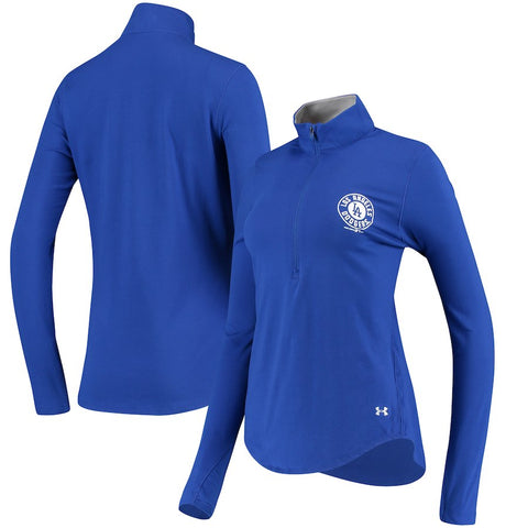 Los Angeles Dodgers Under Armour Women's Charged Cotton Half-Zip Pullover Jacket - Royal
