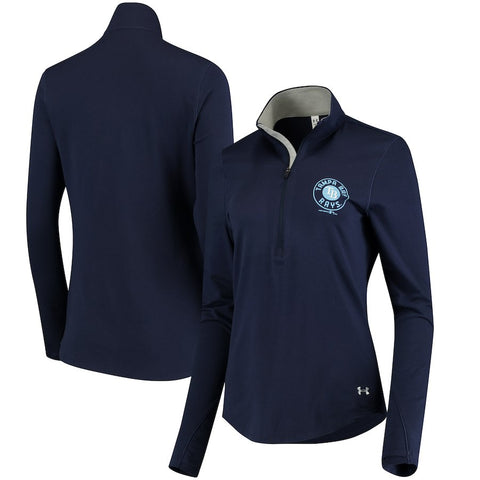 Tampa Bay Rays Under Armour Women's Charged Cotton Half-Zip Pullover Jacket - Navy