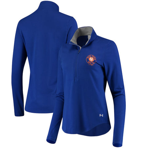 New York Mets Under Armour Women's Charged Cotton Half-Zip Pullover Jacket - Royal