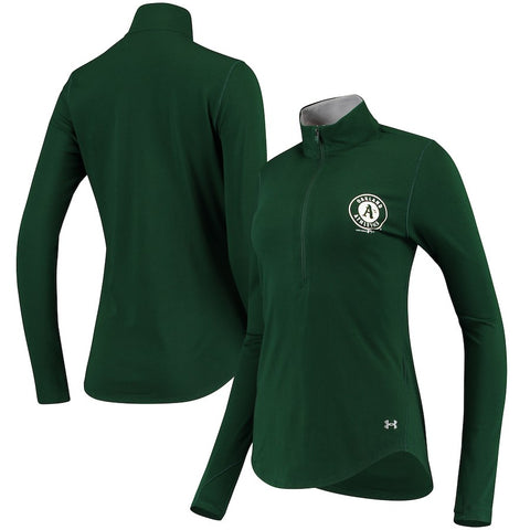 Oakland Athletics Under Armour Women's Charged Cotton Half-Zip Pullover Jacket - Green